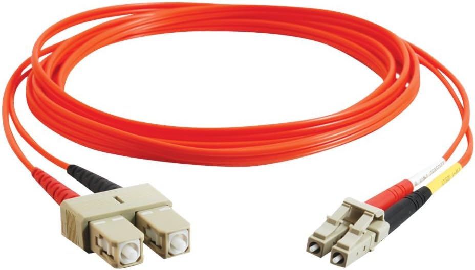 C2G 33119 OM1 Fiber Optic Cable - LC-SC 62.5/125 Duplex Multimode PVC Fiber Cable, Orange (23 Feet, 7 Meters)