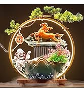 HSINYA Buddha Water Fountains Indoor Tabletop Waterfall with LED Light Desktop Fountain for Medit...