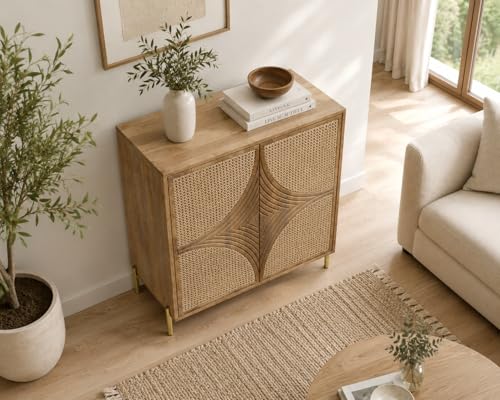 Image of The Attic Arcus Cabinet, Multipurpose Cabinet for Kitchen and Living Room Storage, Classy Sideboard, Solid Mango Wood, Natural Color