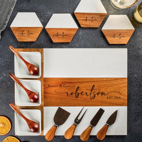 Personalized Charcuterie Board - Custom Engraved Wooden Cheese Bo...