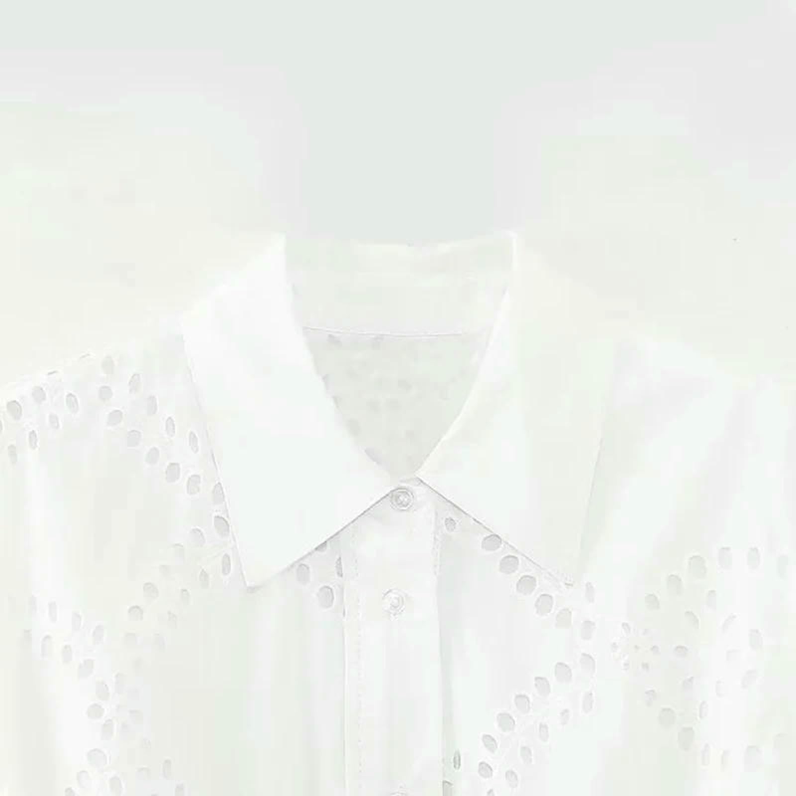 Vestiti a Maniche Lunghe Nuovo Abito Midi da Ricamo Bianco Femminile, Camicia Lunghe, di Moda in Forma Normale, Casual Chic, Elegante Mujer Vestidos