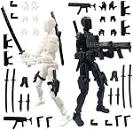 T13 Action Figure Set (Assembly Completed), 3D Printed Multi-Jointed, Titan 13 Action Figures, Multi-Articular Lucky Mobile Robot Nova T-13,Desktop Decorations for Game Lovers Toys (White Black)