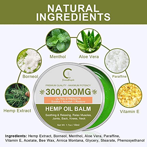 GPGP GreenPeople Natural Hemp Extract Balm - 300,000MG - Hemp Cream is Suitable for Muscles, Back, Ankle, Knees - 1.7oz - Image 8