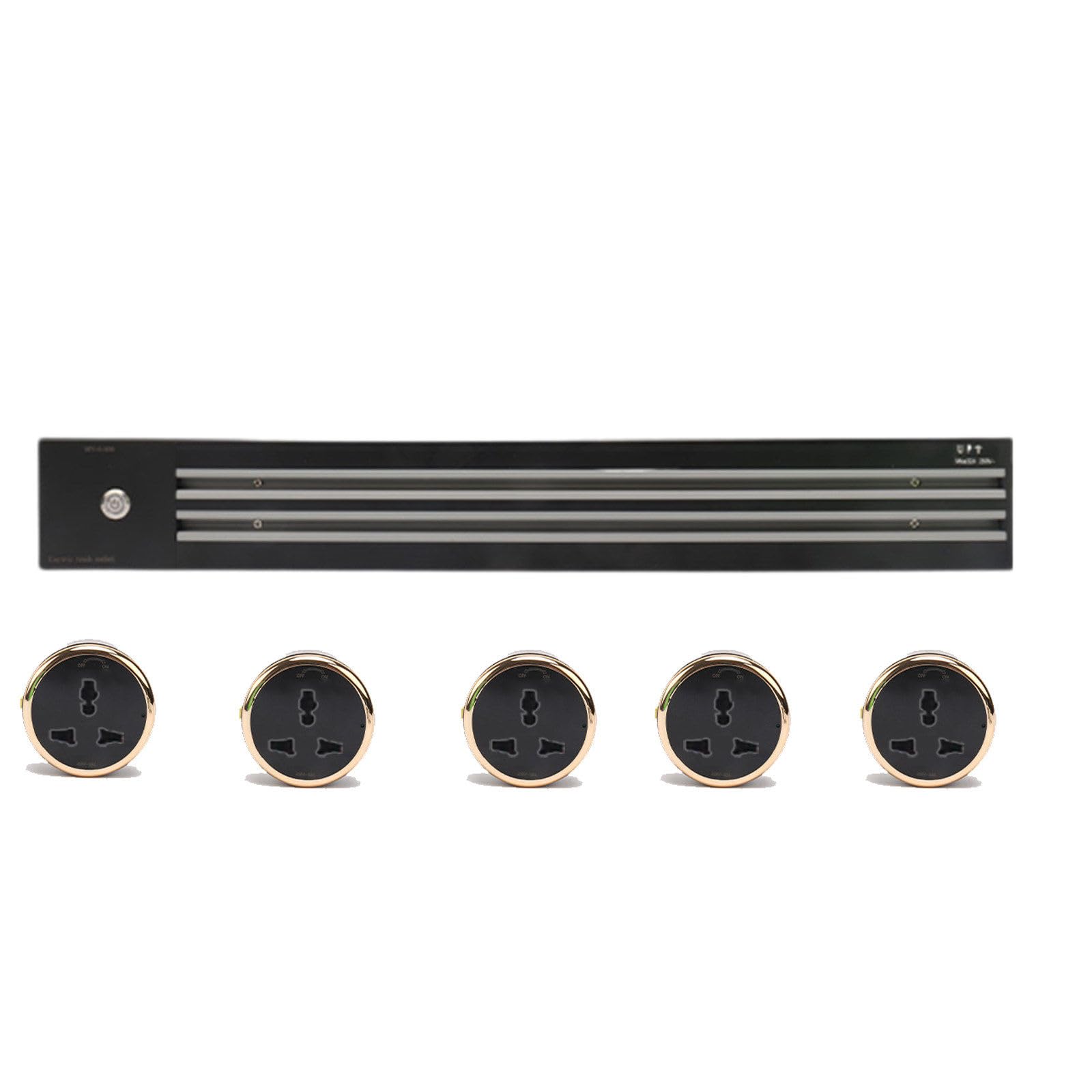 Power Strips Movable Track Sockets, Wall-Mounted Smart Slide Rails, Multi-Functional Power Strips, Suitable for Offices, Home Kitchens(Black,100cm)