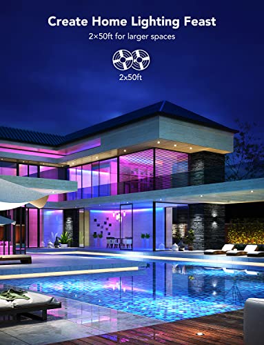 Image of Govee 100ft RGBIC LED Strip Lights, Smart LED Lights for Bedroom, Bluetooth LED Strip Lights APP Control, DIY Multiple Colors on One Line, Color Changing LED Lights for Bedroom Decor (Pack of 2)