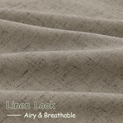 Image of Mocha Linen Curtains 90 Inch Length 2 Panels Set for Living Room Rod Pocket Back Tab Window Drapes Light Filtering Modern Farmhouse Curtain 90 Inches Long for Dining Room Bedroom Nursery 52x90