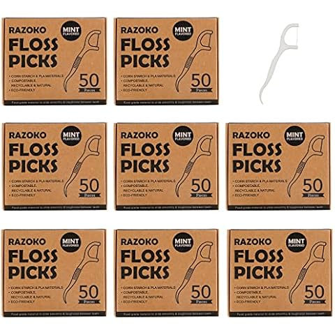 Natural Dental Floss Picks-Vegan,Eco-Friendly, Sustainable Dental Flossers Mint (8Pack) Cover