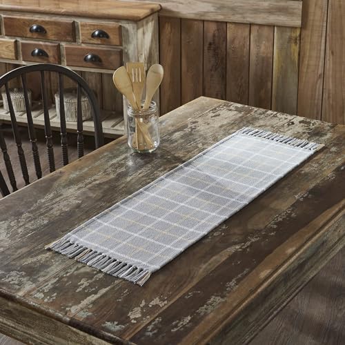 VHC Brands Harvest Blessings Woven Plaid Table Runner 12×36 Kitchen Dining Table Holiday Decoration Decor for Fall and Thanksgiving