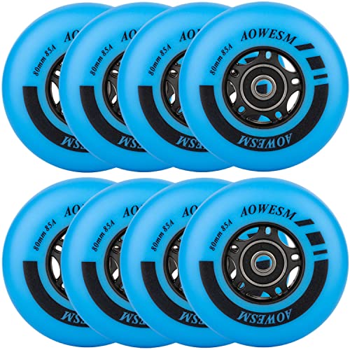 AOWESM Inline Skate Wheels 80mm 76mm 72mm 85a Outdoor Indoor Black Blue Red...