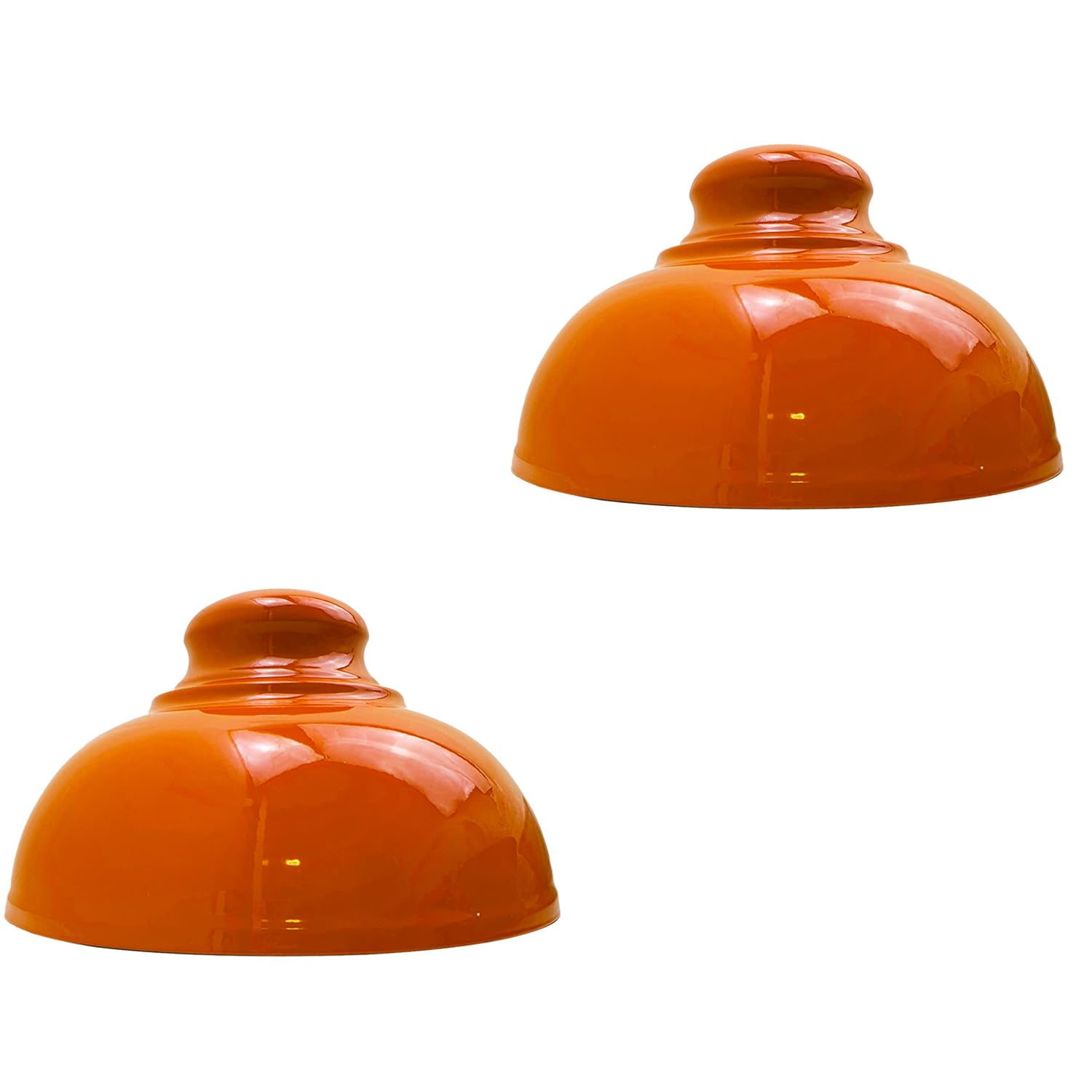 LEDSONE 2 Pack Industrial Ceiling Pendant Light Shades Retro Style Curvy Dome Shaped Lamp Shades Metal Easy Fit Ceiling Pendant Light Shades for Light fixtures - Orange
