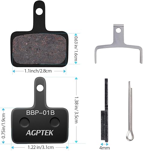 Miniatura 4 de AGPTEK Pastillas de freno de bicicleta, pastillas de freno de alto rendimiento, pastillas de freno de disco y resorte (semimetálico y resina) para