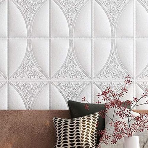 Image of 3D Floral Wallpaper - Self-Adhesive PE Foam Wall Stickers for Bedroom, Living Room & Hall | Waterproof DIY Wall Decor Panel (70 x 70 cm)