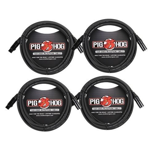 Pig Hog XLR 25 Foot 4 Pack Tour Grade Microphone Cables