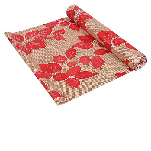 Image of 10Meter Rectangular Long Shelf Liner, Sheet Roll /Mat for Drawer, Shelf roll Kitchen mat /Kitchen Roll /Slab Roll /Drawer roll Antislip Mat Size - 45 x 1000 cm-AM (Brown Red Leaf)