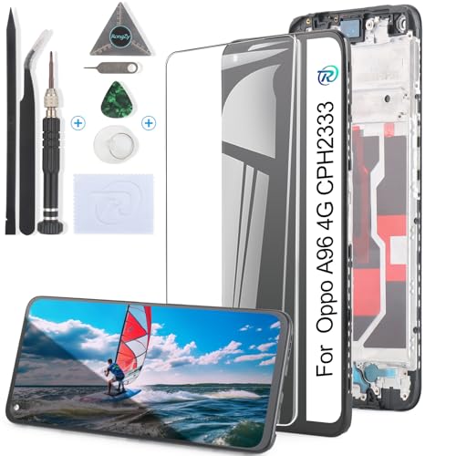 RongZy Display for Oppo A96 4G CPH2333 LCD Screen Replacement Touch Display Digitizer Assembly for Oppo A96 4G CPH2333 with Kit(Black with Frame)