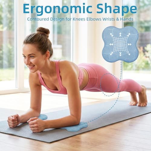Image of Yoga Knee Pads Set of 2 - Extra Soft Non-Slip Yoga Knee Pad Cushion for Knees Elbows Wrists - Pilates & Workout Knee Pads for Floor Exercises, Kneeling, Stretching, Fitness, Blue