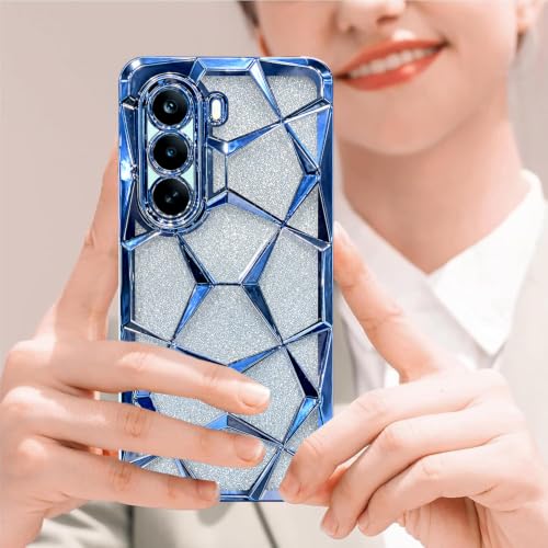 Image of VONZEE Gradient Glitter Case for Oneplus Nord 6 Lite, Luxury Electroplated 3D Cube, Diamond Bling Shiny Soft TPU Clear Shockproof Women Girls Protective Phone Cover (Sierra)