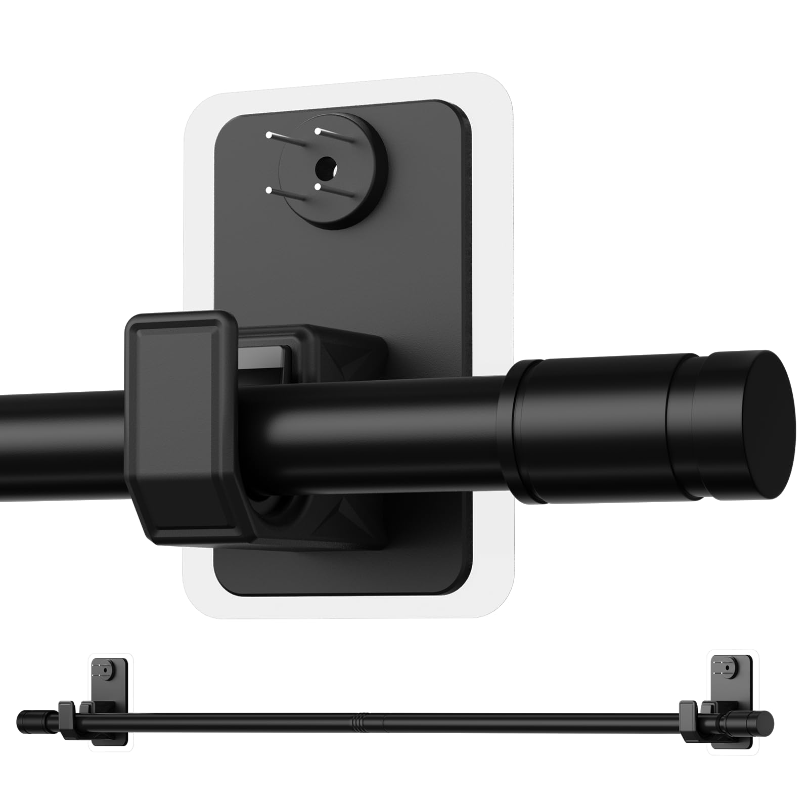Photo 1 of TRAROD Adjustable Curtain Rods (No Drilling), Matte Black