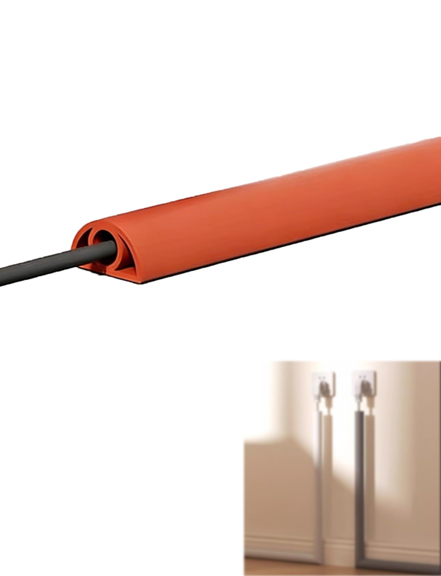 Canalina copricavo autoadesiva spegnicavo da parete for pareti, correttore cavo flessibile in PVC for casa e ufficio(Reddish-brown-w2.5cm,8meter)