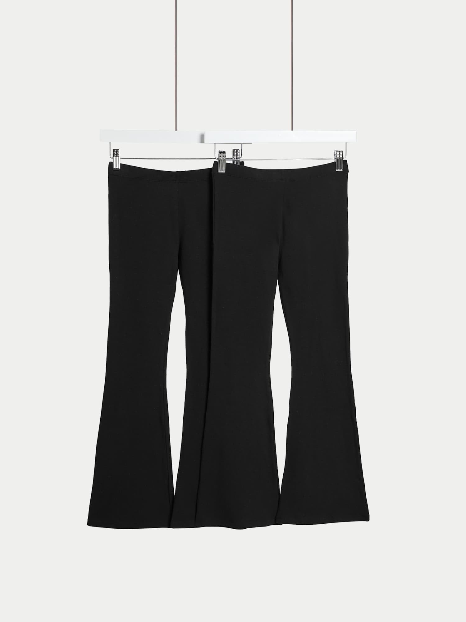 Marks & Spencer Leggings Évasés Fille Lot de 2 à Haute Teneur en Coton, Coupe Standard, Taille Élastiquée, avec Stretch