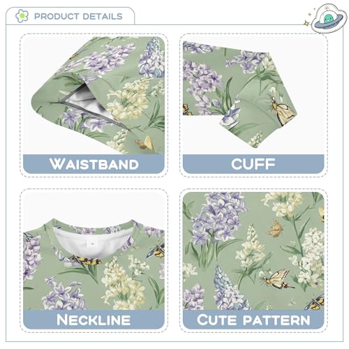 JUNZAN Flowers Hyacinths Peonies Bees Sage Green Kids Boys Pullover Hoodie Long Sleeve Sweatshirts for Boys Party 4T3