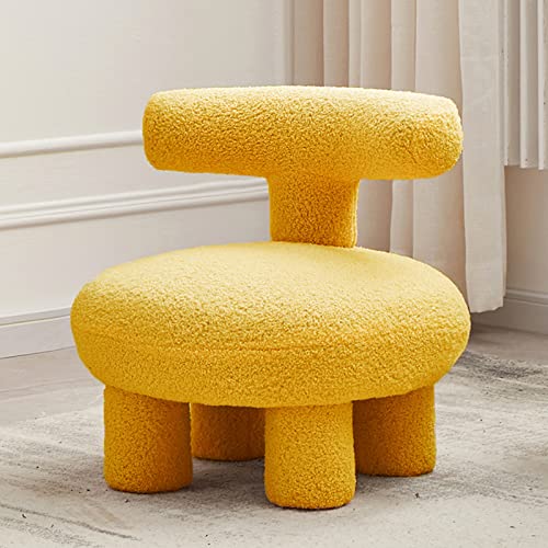 Genérico Banco almacenaje Furry Comfor Puf con RespaldoTaburete Reposapiés De Diseño Ergonómico para El Hogar Dormitorio Sala De EstarFelpa Simple Ocio Pequeño Sofá Silla-Blanco 64x64cm(25x25inch)