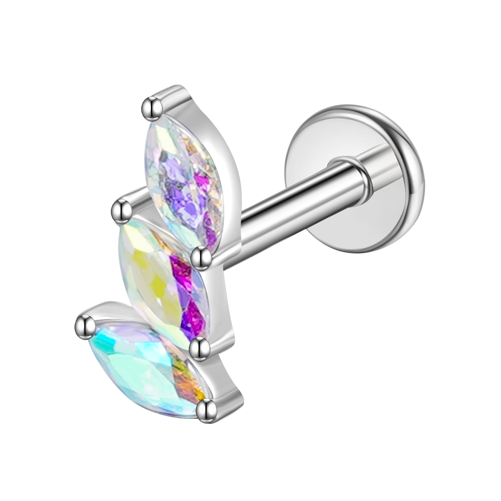 BelezaDosas 16G G23 Titanium Cartilage Earrings Stud Flat Back Dog Paw Cartilage Piercing Jewelry Internally Threaded Medusa Piercing Short Bar Long Bar