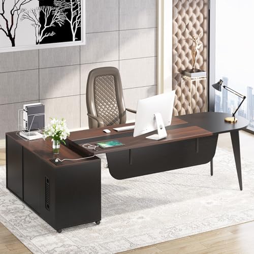 Buy Tribesigns 70.9'' Executive Desk with Power Outlet and Drawer