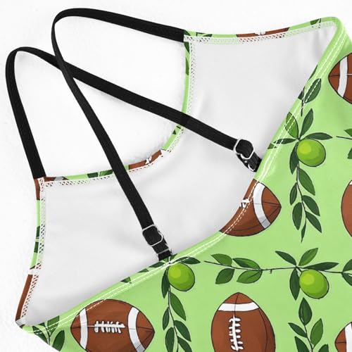 ALAZA Rugby American Football Green Girls Swimsuit Bathing Suit Beach Swimwear One Piece 3-10T4