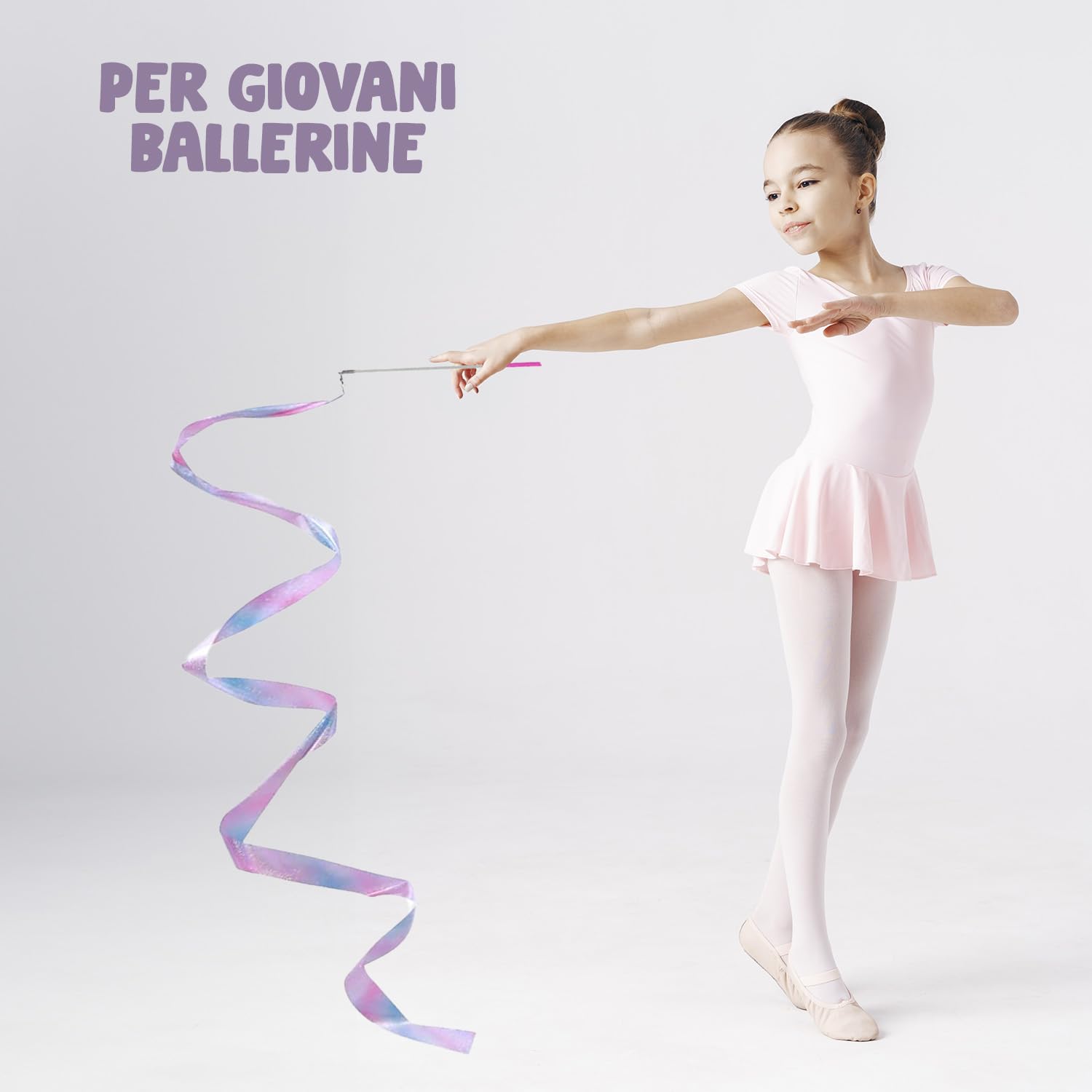 Nastri Ginnici Rosa 2m per Danza Ginnastica Ritmica Sportiva Bambini Adulti