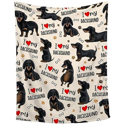 Lynnezilla Dachshund Throw Blanket - Gifts for Dachshund Lovers - 30"x40" Flannel Throw Blanket for Puppy Dog Pet - Dachshund Gifts for Dog Lovers - Dachshund Decor for All Seasons Cover
