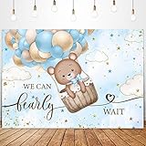 Glawry Teddy Bear Backdrop 7Wx5H Feet Watercolor Sky Stars Cloud Blue Balloon Cute We Can Bearly Wai