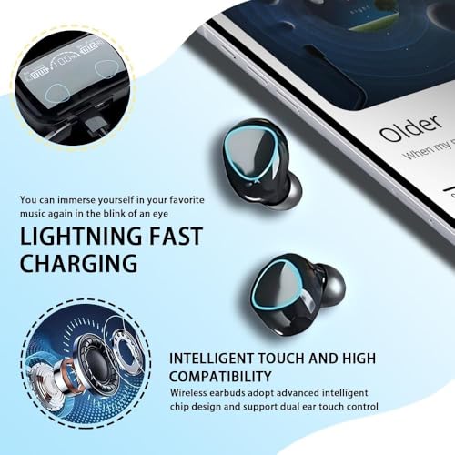 DCBCODGAL Wireless Earbuds, Bluetooth 5.3 Ear Buds LED Power Display Headphones 30H Playtime Stereo Earbuds with Comfort Lightweight in Ear Earphones for Workout/Running - Image 6