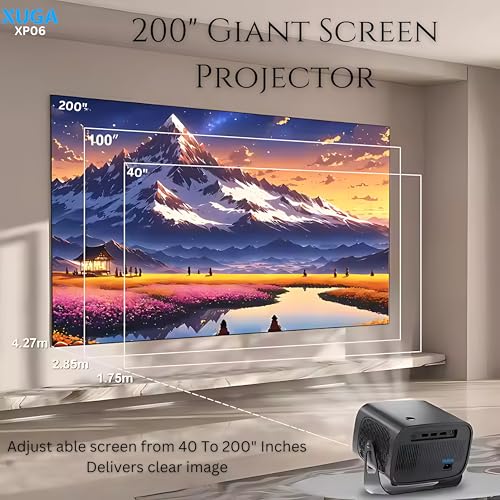 Image of XUGA- Cybernautt XP06 4X+ Fully Automatic Projector 4k Ultra HD | Native 1080P | 360 Rotation | 5500 Lumens, Android OS, WiFi 6, Powerful 5W Speaker, Portable Home Theater | Smart Projector for Room