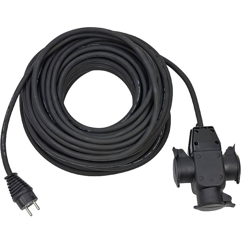 BRENNENSTUHL 1167820301 - Alargador eléctrico IP44 H07RN-F3G1,5 de 25 m con cabezal de goma de 3 tomas