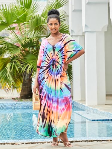Image of Kaftan Dresses for Women Plus Size Bathing Suit Cover up Caftan Maxi Beach Dresses