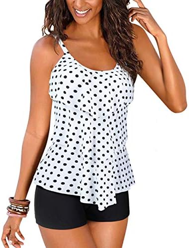 DOULAFASS Women Ruffle Tankini Set with Boyshort 2 Piece Plus Size Swimsuit Swimwear