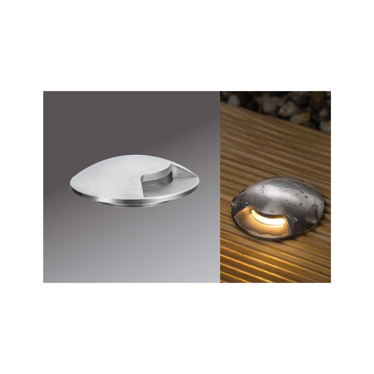 Paulmann 93692 Outdoor Plug&Shine Kit De Base Floor Extérieur, IP65, 3000K, 3x1W, 24V, 70mm, Argent Inoxydable/Plastique