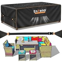 Enzeno Abdeckung Gartenmöbel Rechteckig 250x210x90cm, Wasserdicht Abdeckplane Gartenmöbel, Loungemöbel Gartentisch Schutzhüllen, Schutzhülle für Gartenmöbels Sofa, Rattanmöbel Möbelsets