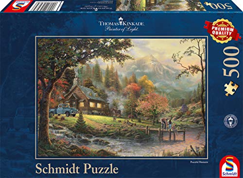 Schmidt Spiele Pussel 58465 – Thomas Kinkade, Idylle vid floden, 500 bitar pussel