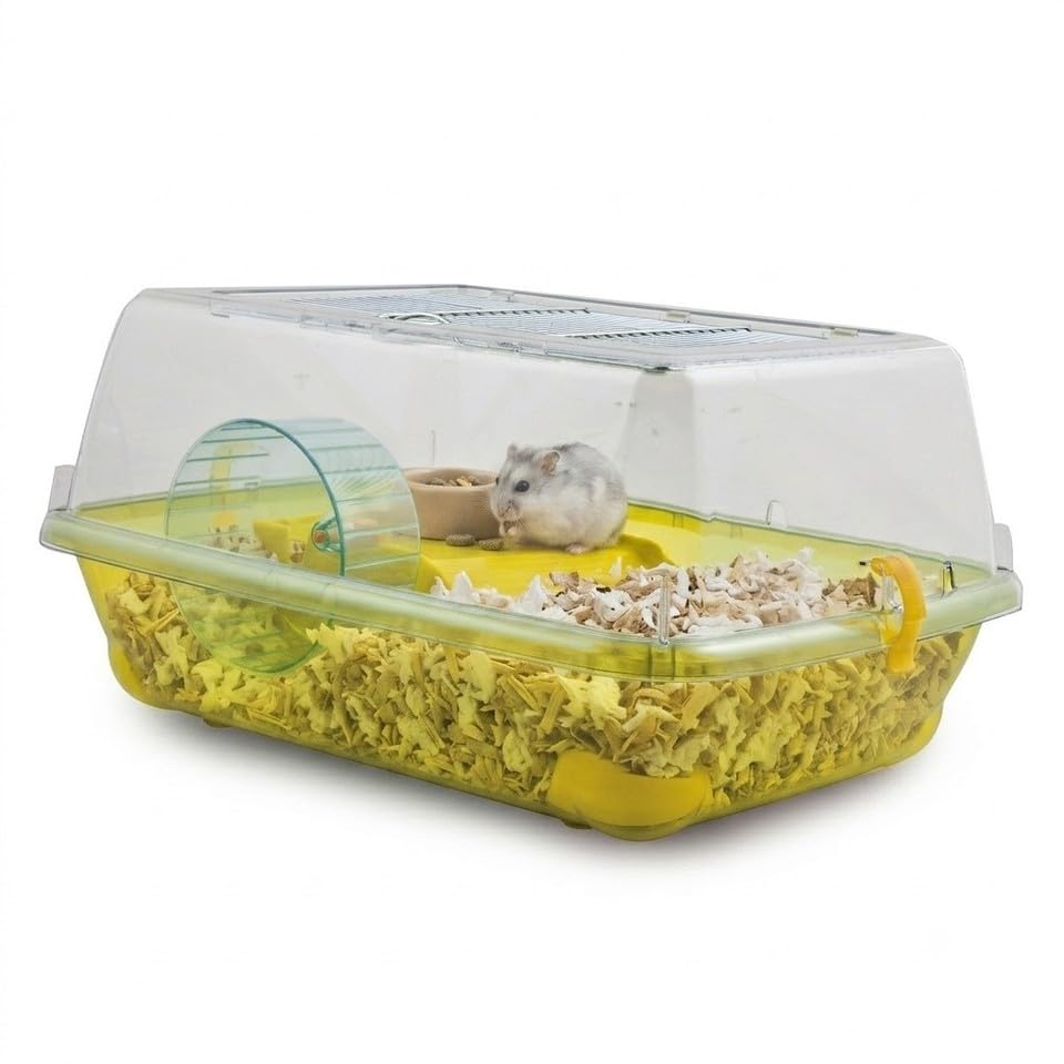 URBNLIVING Hamster Cage with Wheel Food Bowl & Wire Top Small Animal
