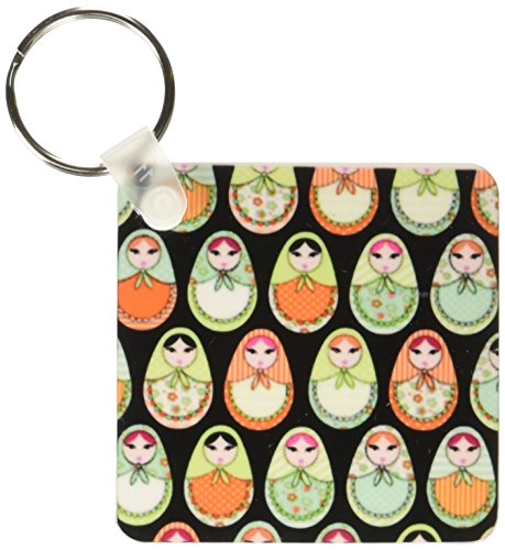 Matriochka poupées russes porte-clés design noir et couleurs chaudes 5,7x11,4 cm lot de 2