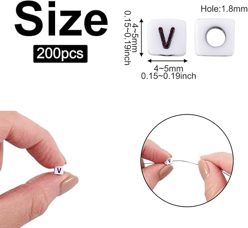 Miniatura 7 de 240 cuentas de acrílico opaco con forma de cubo de letras A, de plástico blanco, cuentas cuadradas sueltas del alfabeto de 0.157-0.197 in para