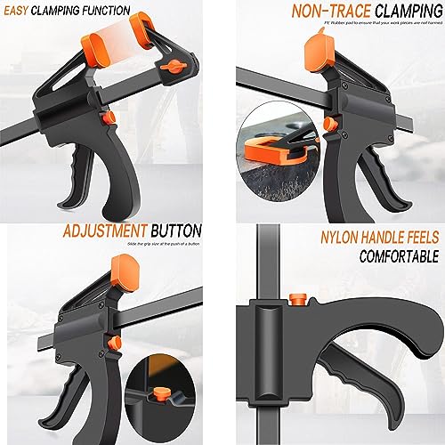 Image of Malfah Bar Clamp Quick Grip One-Handed Release Ratchet Bar, Ideal for Woodworking and DIY Projects F type Ratchet clamp with Durable Nylon Handle & scratch proof rubber grip. MAF 150mm 6 inch