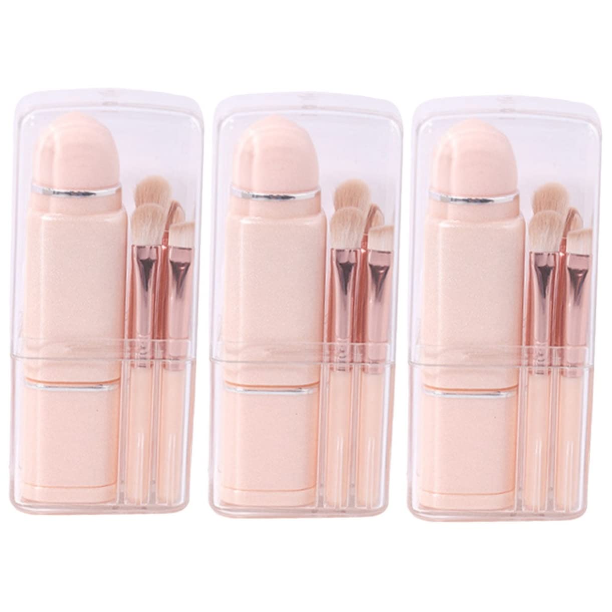MAGICLULU 3 Sets Tragbares Leichtes Make-up-pinsel-set 4-in-1 Pinsel-kit Lidschatten-lippenpinsel Für Frauen