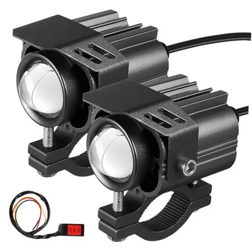 Cabilock 2 Piezas Luces Auxiliares LED Motocicleta de Faros de Duales Interruptor Alta Brillantez y Instalación