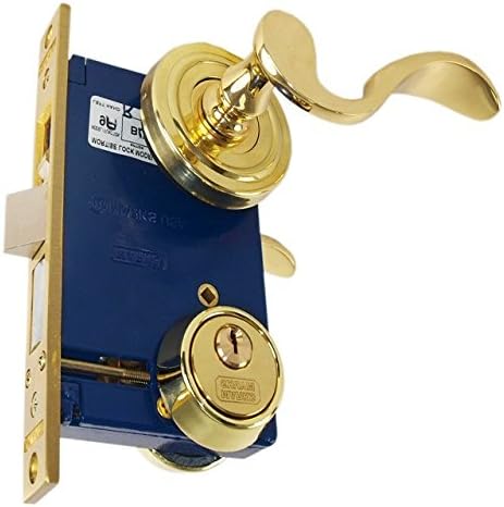 Marks 9225AC/3 Polished Brass US3 Double Cylinder Ornamental Lever Rose Mortise Entry Iron Gate Door Lock Set (Right Hand Reverse (from Outside Out Swing))