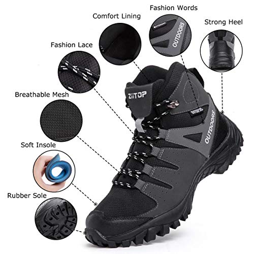 Ziitop Mens Hiking Boots Breathable Lightweight Trekking Backpacking Mountaineering Boots High-Traction Grip Outdoors Hiker Boot For Men thumb #1
