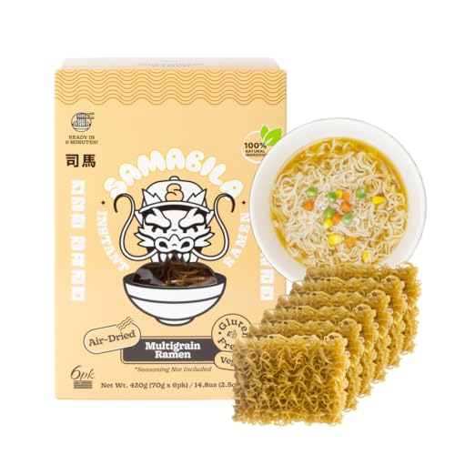 SAMABILA Multigrain Ramen (Pack of 6) - Air Dried - Gluten Free - Vegan - 100% Natural Ingredients