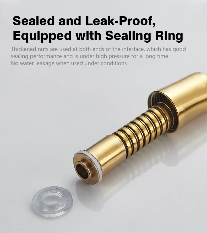Rubik Flexible Shower Hose Pipe Gold (1.5 Meter), Suitable for Shower Head/Bidet, Shattaf, Handheld Sprayer (Titanium Gold)